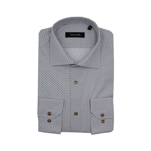 Πουκάμισο Guy Laroche με μπλε και καφέ μικροσχέδιο regular fit GLFS18711_CL_2