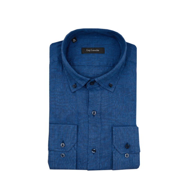 Πουκάμισο λινό Guy Laroche μπλε regular fit GLES18205_BD_5