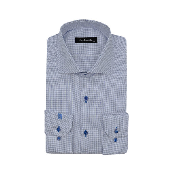 Πουκάμισο με μικροσχέδιο Guy Laroche σιέλ regular fit GLFS18304_CL_2