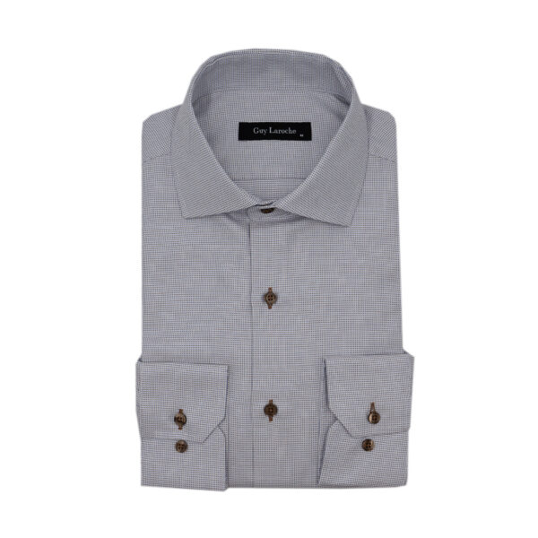 Πουκάμισο με μικροσχέδιο Guy Laroche καφέ regular fit GLFS18304_CL_3 - M, Καφέ