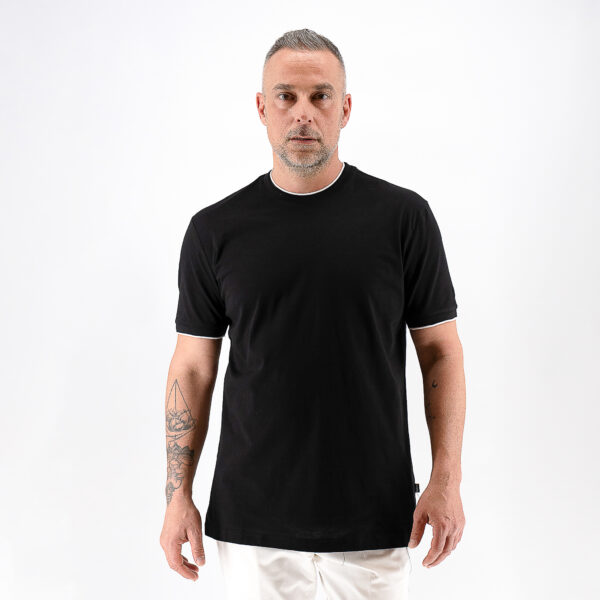 Mπλούζα λαιμόκοψη Guy Laroche μαύρη regular fit GLFS19009_17