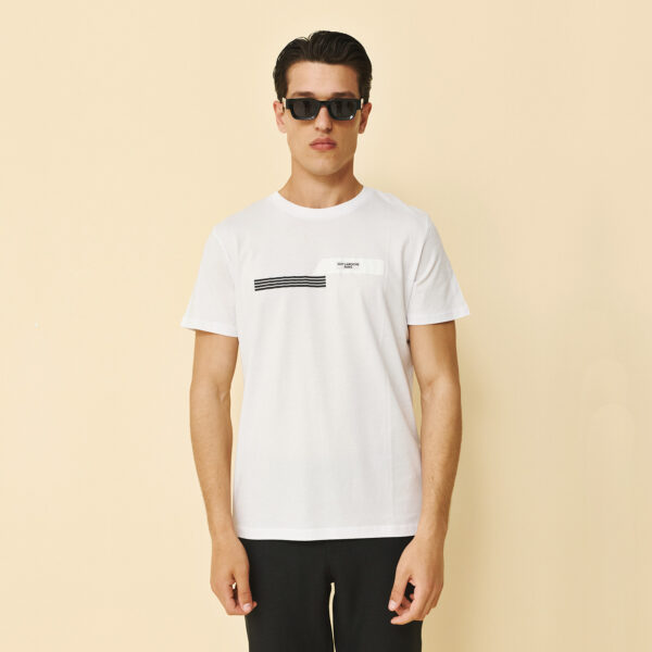 Μπλούζα t-shirt Guy Laroche λευκή με στάμπα regular fit GLFS19507_16 - 3XL, Λευκό