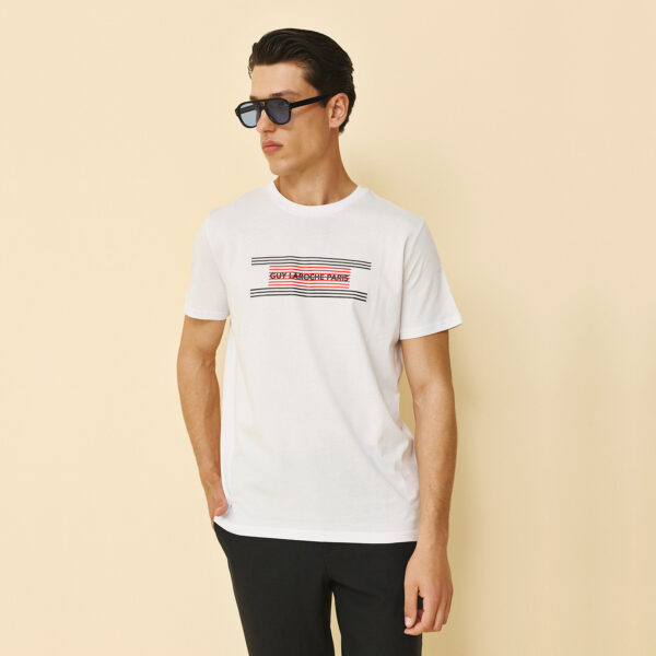 Μπλούζα t-shirt Guy Laroche λευκή με στάμπα regular fit GLFS19512_16