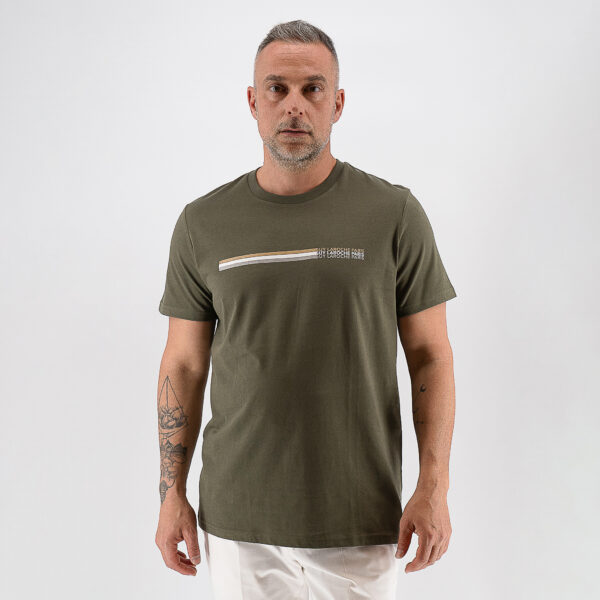 Μπλούζα t-shirt Guy Laroche χακί με στάμπα regular fit GLFS19514_18