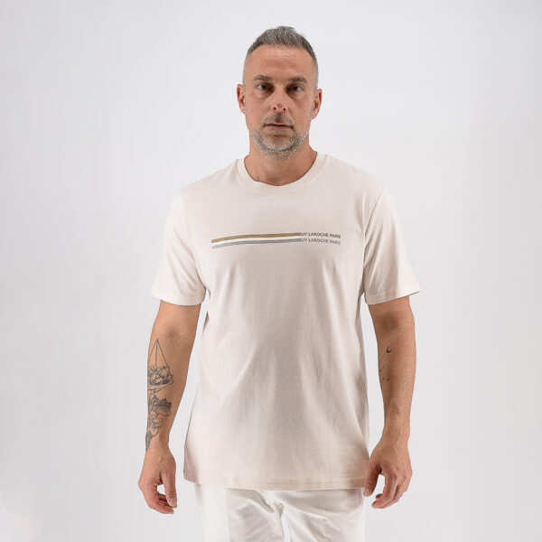 Μπλούζα t-shirt Guy Laroche εκρού με στάμπα regular fit GLFS19514_3