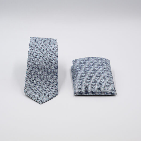Σετ γραβάτας με ποσέτ Nino Venturi σιέλ με μικροσχέδιο VE26S002_16 - NS, Σιέλ