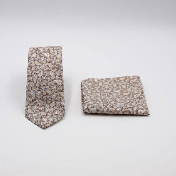 Σετ γραβάτας με ποσέτ Nino Venturi καφέ με λαχούρια VE26S008_3 - NS, Καφέ