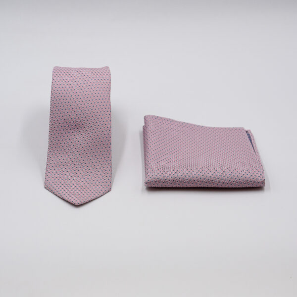 Σετ γραβάτας με ποσέτ Nino Venturi ροζ με μικροσχέδιο VE26S016_8