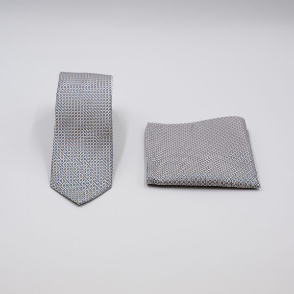 Σετ γραβάτας με ποσέτ Nino Venturi γκρι αρζάν με μικροσχέδιο VE26S030_10