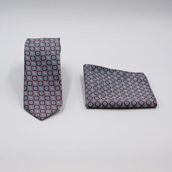 Σετ γραβάτας με ποσέτ Nino Venturi μπορντώ με μικροσχέδιο VE26S032_15 - NS, Μπορντώ