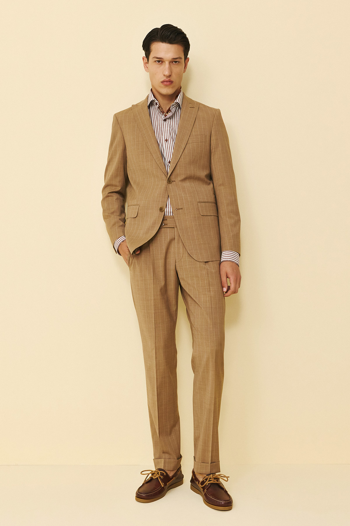 Κοστούμι ριγέ Guy Laroche κάμελ fit line GLFS11139_856N-098R_5 - Image 2