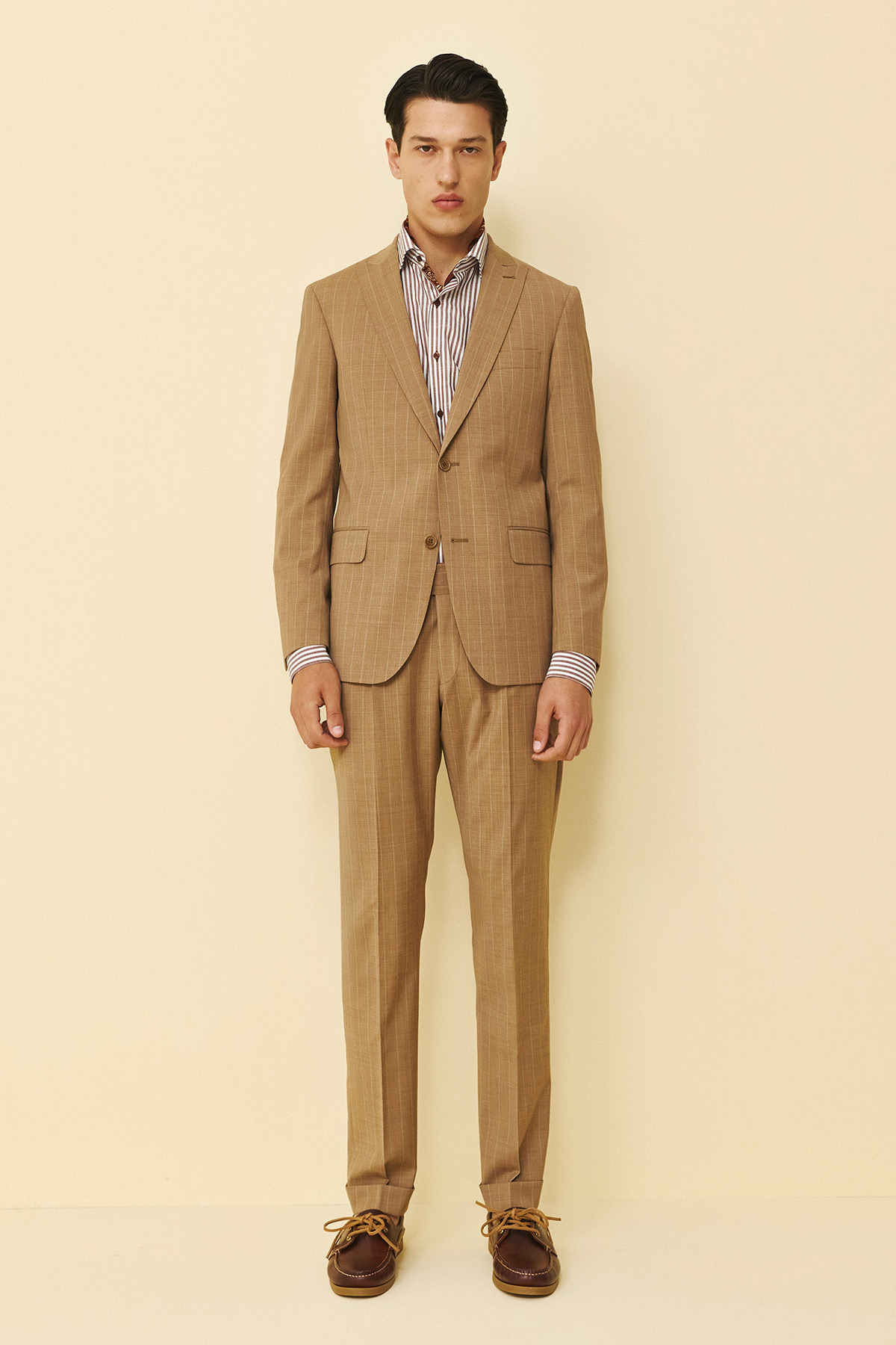 Κοστούμι ριγέ Guy Laroche κάμελ fit line GLFS11139_856N-098R_5 - Image 3