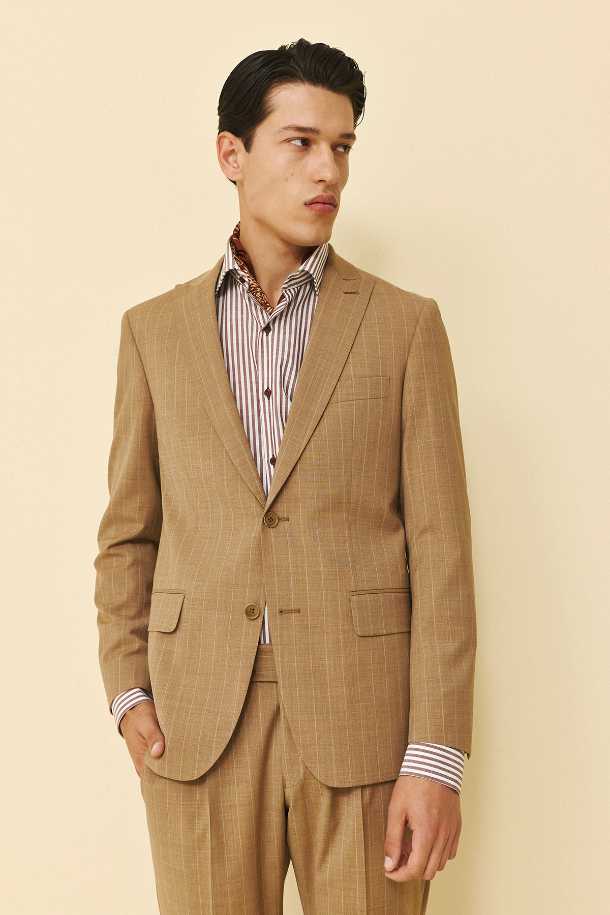 Κοστούμι ριγέ Guy Laroche κάμελ fit line GLFS11139_856N-098R_5 - Image 5