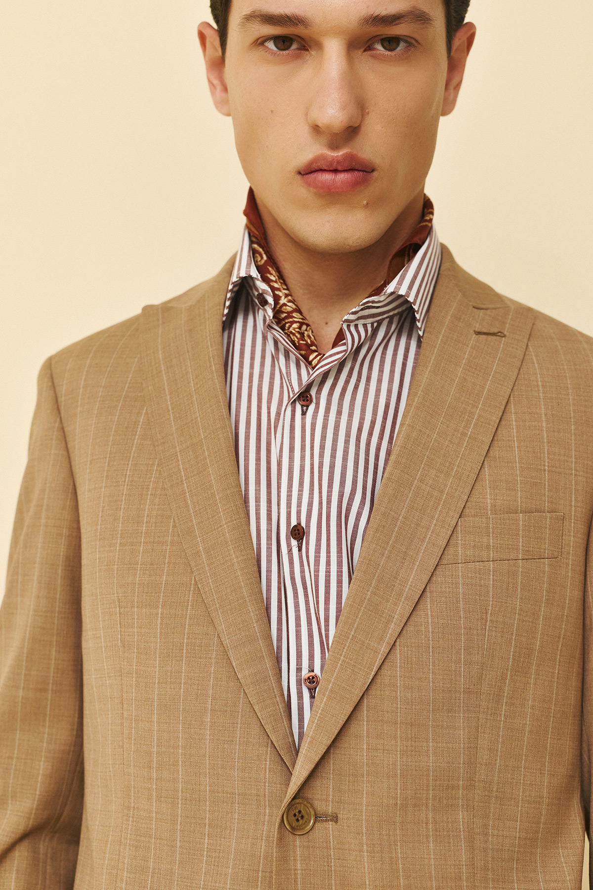 Κοστούμι ριγέ Guy Laroche κάμελ fit line GLFS11139_856N-098R_5 - Image 6