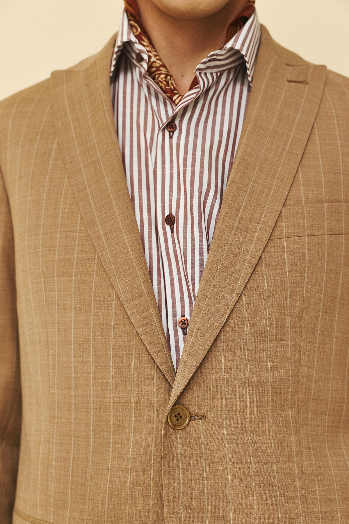 Κοστούμι ριγέ Guy Laroche κάμελ fit line GLFS11139_856N-098R_5 - Image 8