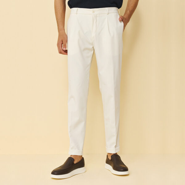 Παντελόνι με λάστιχο Guy Laroche off white modern fit GLFS12172_0884TR_30