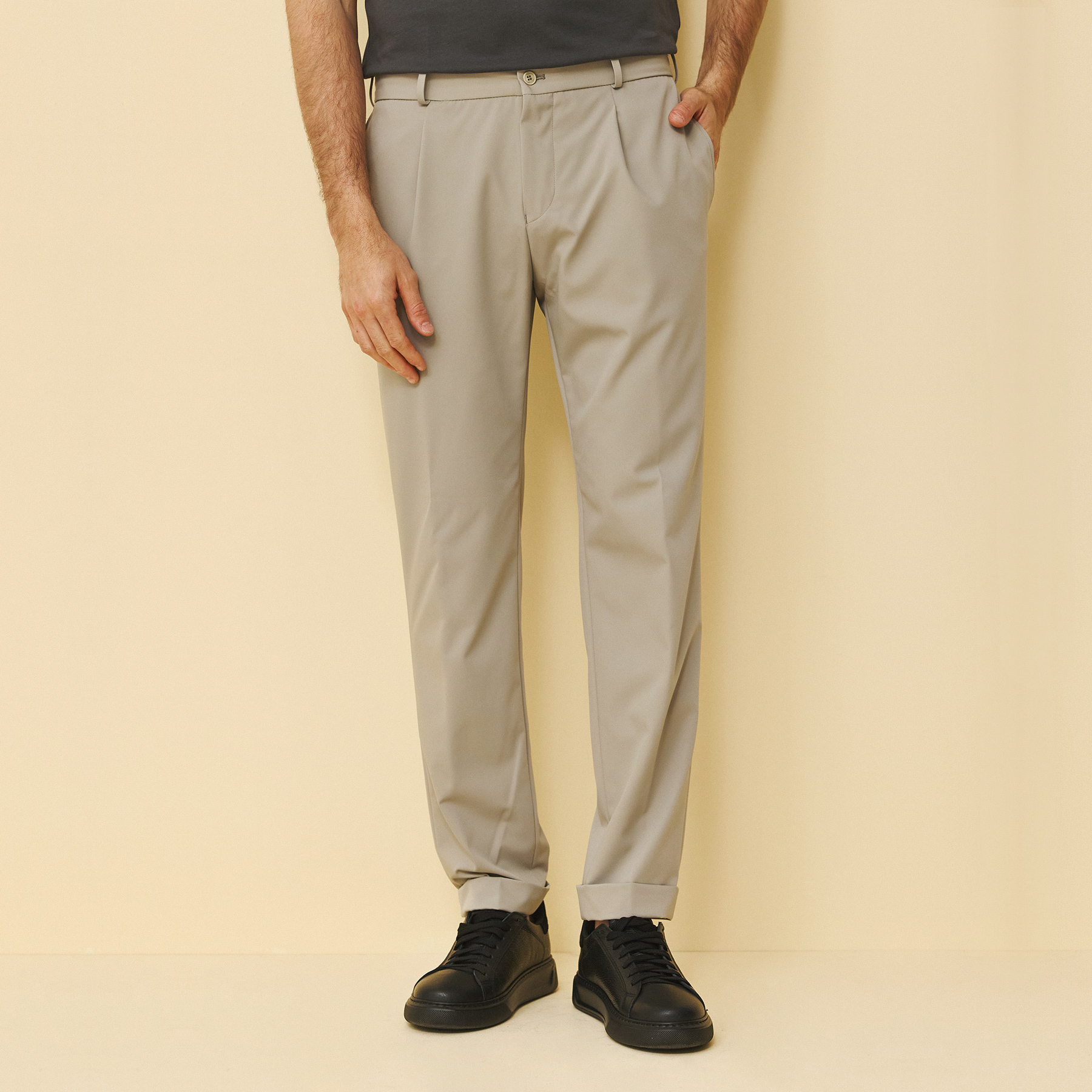 Παντελόνι με λάστιχο Guy Laroche γκρι modern fit GLFS12172_0884TR_40