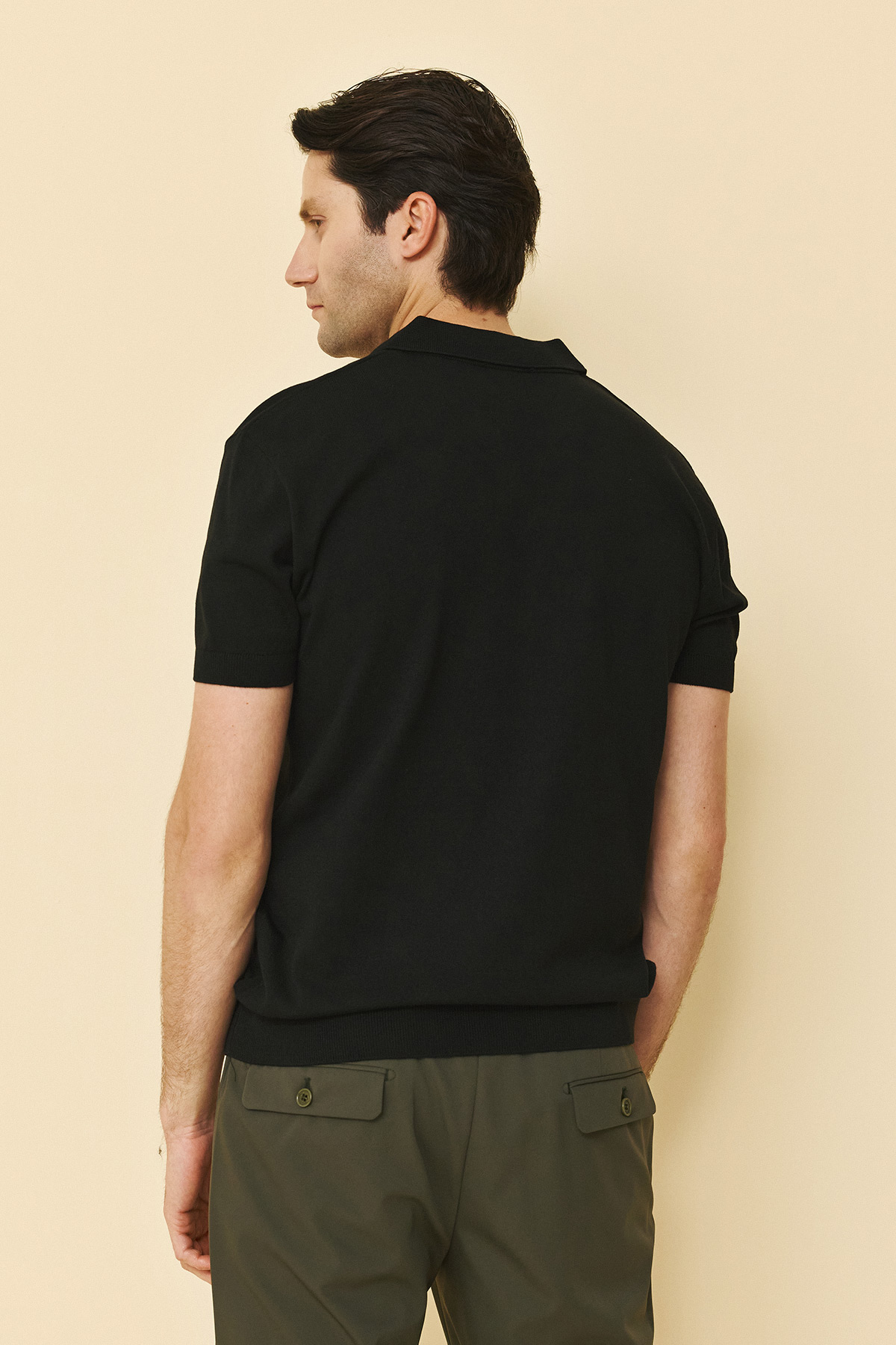 Μπλούζα πλεκτή με γιακά και βε Guy Laroche μαύρο modern fit GLFS17221_17 - Image 5