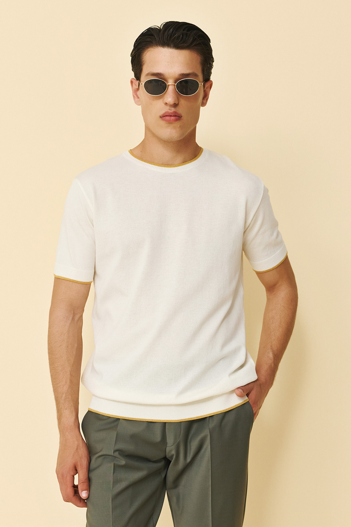 Μπλούζα πλεκτή κολλεγίου Guy Laroche εκρού modern fit GLFS17222_10 - Image 2