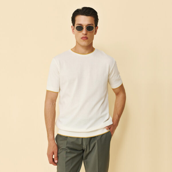 Μπλούζα πλεκτή κολλεγίου Guy Laroche εκρού modern fit GLFS17222_10