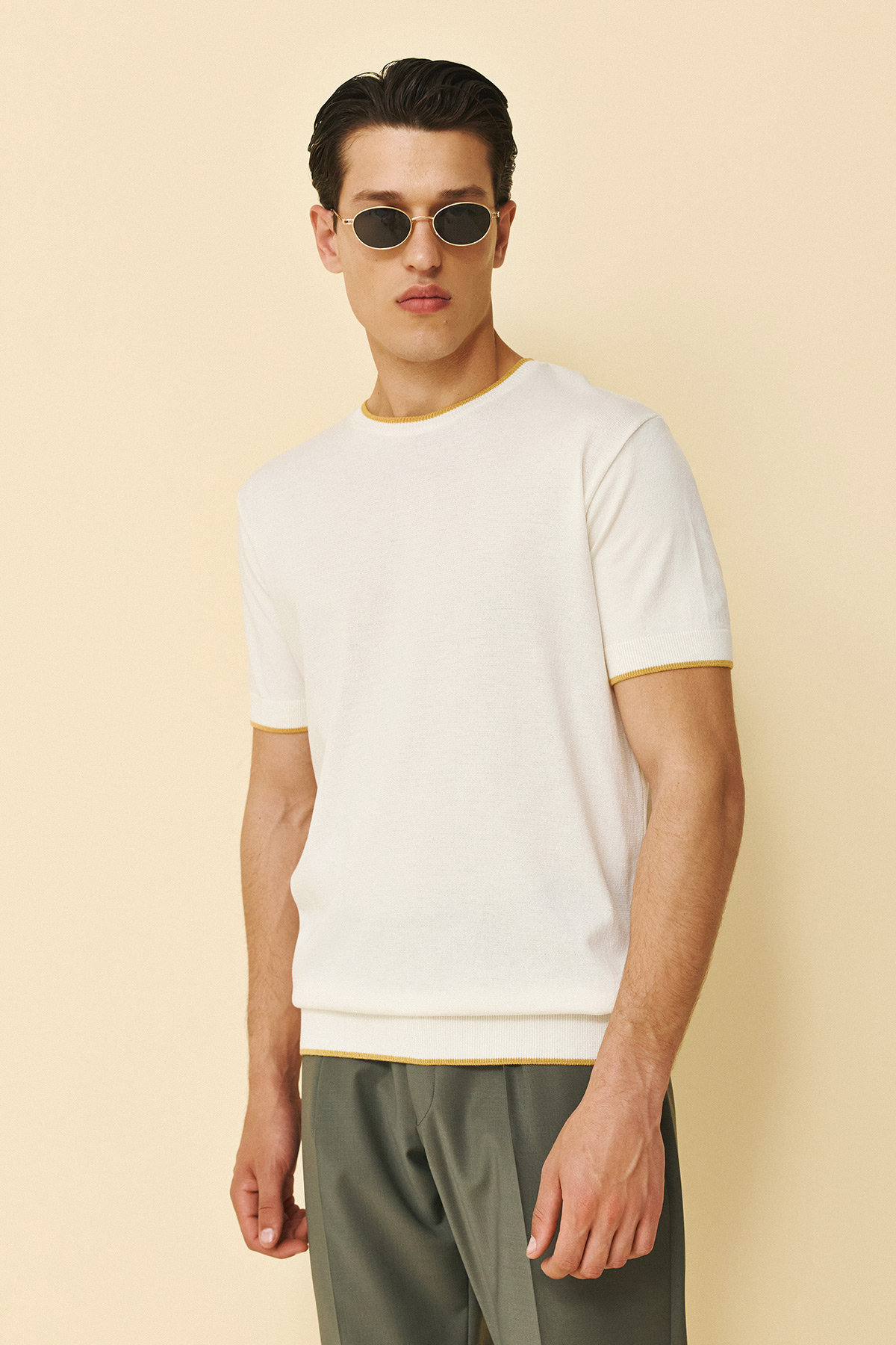 Μπλούζα πλεκτή κολλεγίου Guy Laroche εκρού modern fit GLFS17222_10 - Image 4