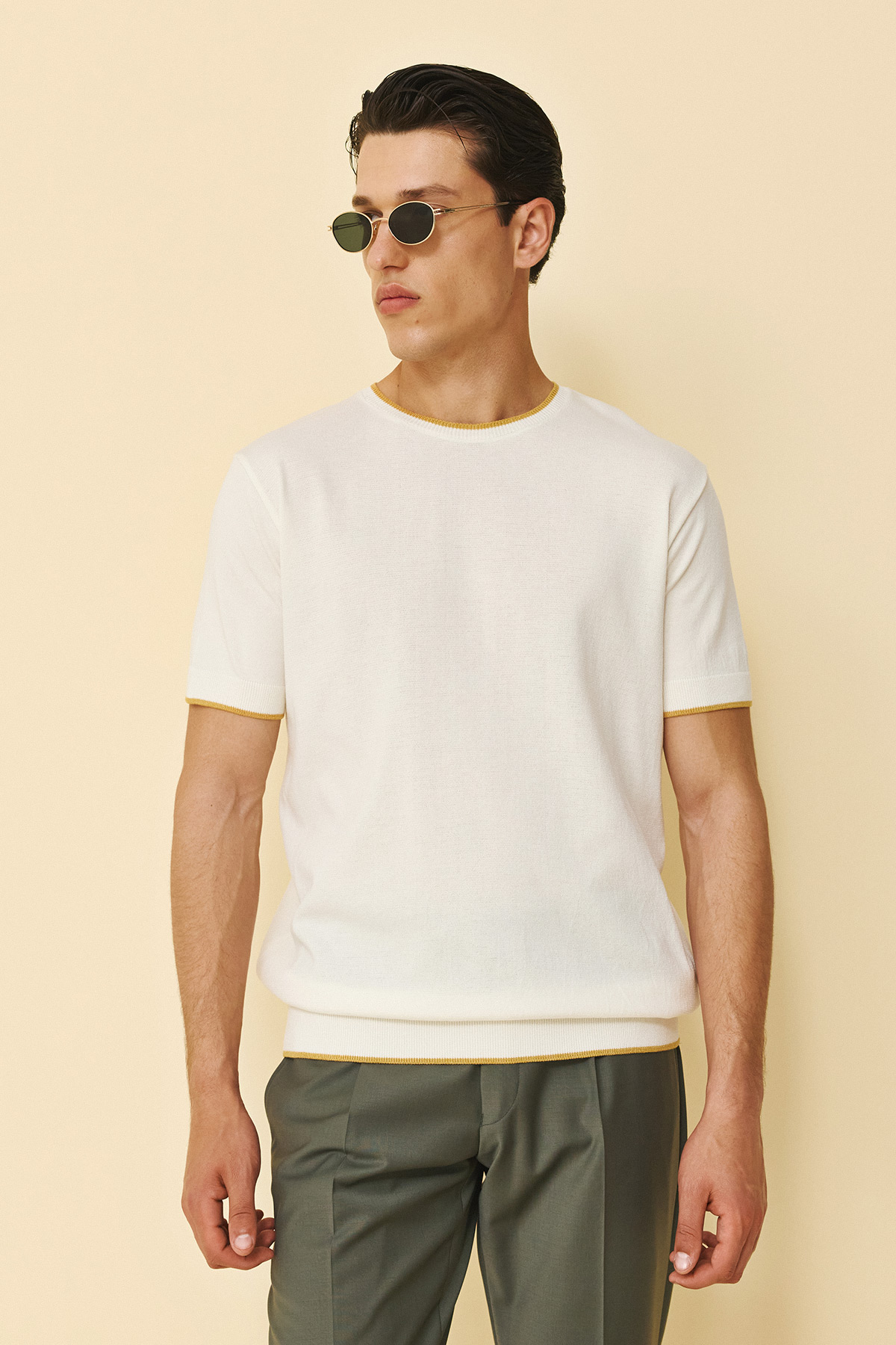 Μπλούζα πλεκτή κολλεγίου Guy Laroche εκρού modern fit GLFS17222_10 - Image 3