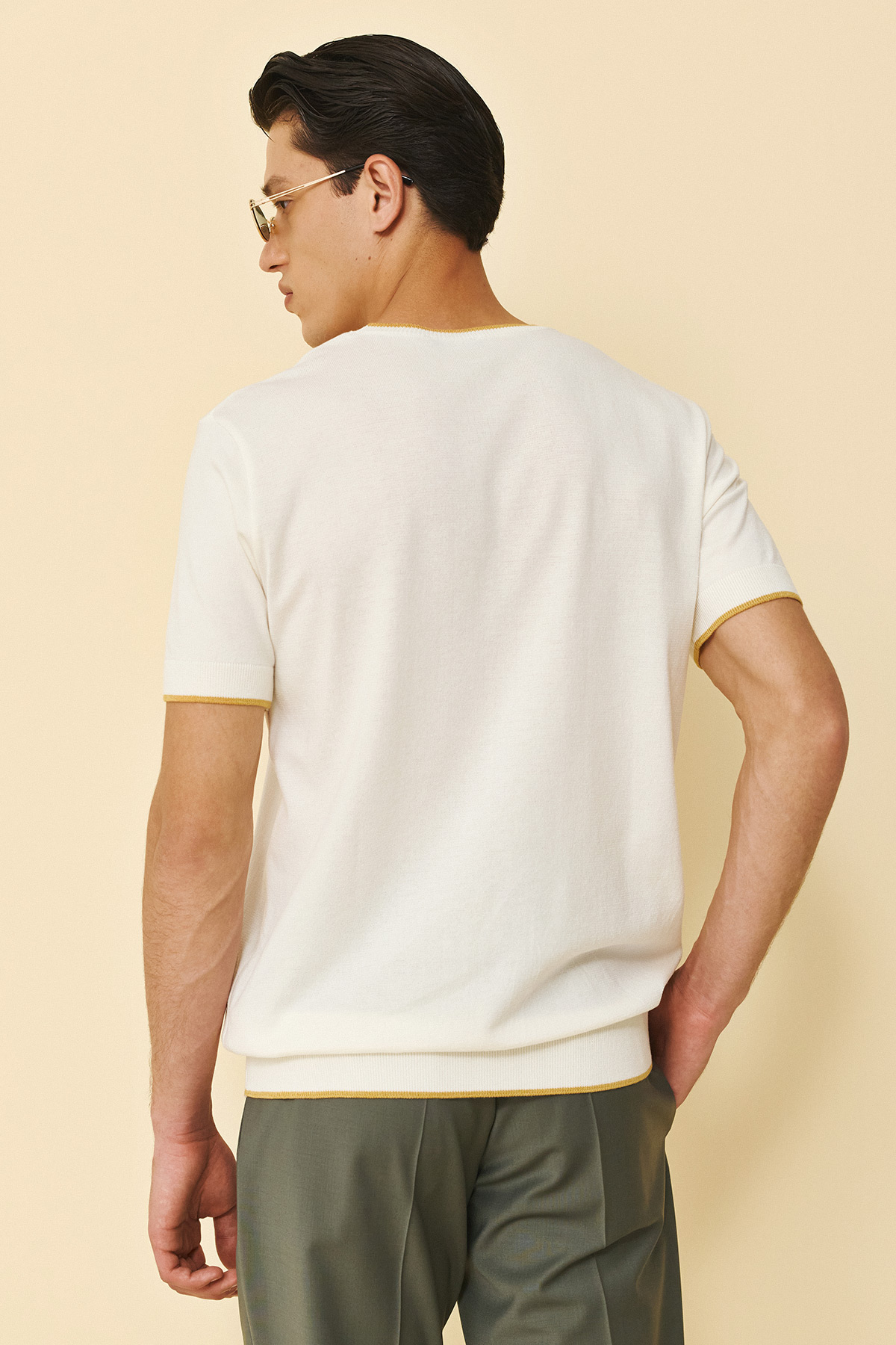 Μπλούζα πλεκτή κολλεγίου Guy Laroche εκρού modern fit GLFS17222_10 - Image 6