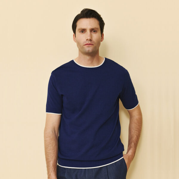 Μπλούζα πλεκτή κολλεγίου Guy Laroche μπλε modern fit GLFS17222_2