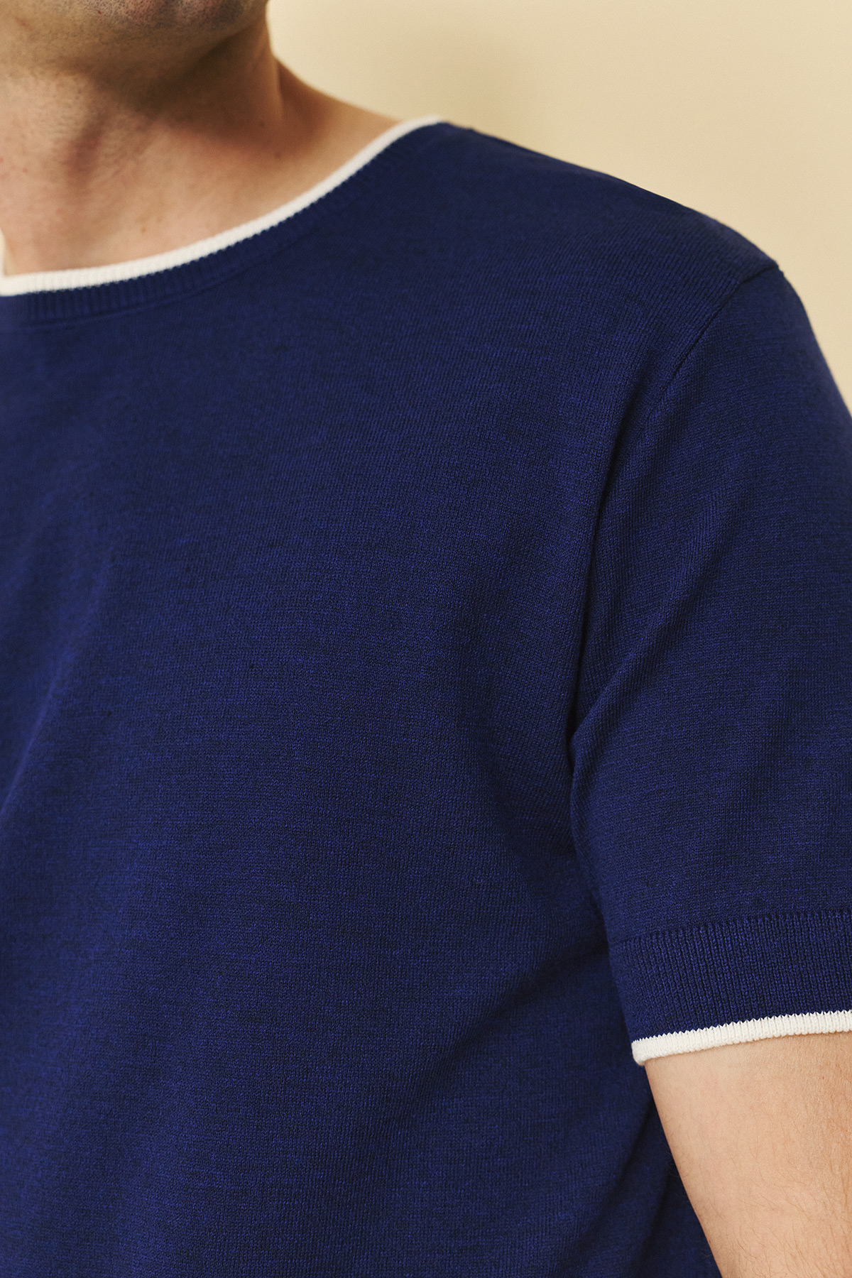 Μπλούζα πλεκτή κολλεγίου Guy Laroche μπλε modern fit GLFS17222_2 - Image 4