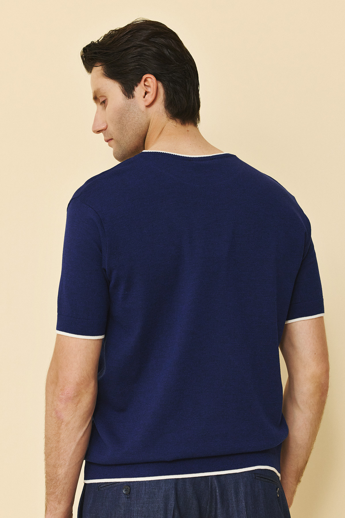 Μπλούζα πλεκτή κολλεγίου Guy Laroche μπλε modern fit GLFS17222_2 - Image 5