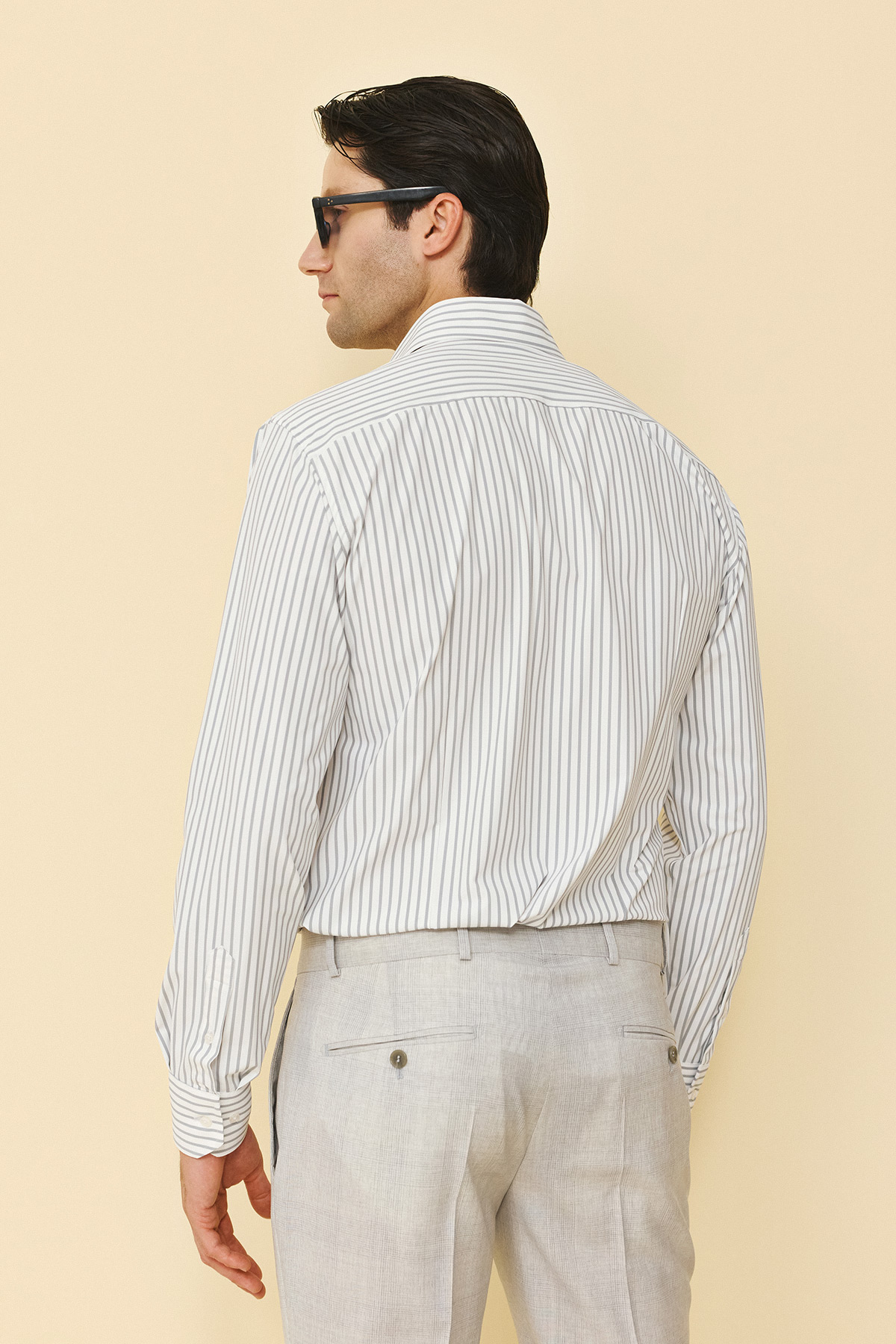 Πουκάμισο ριγέ Guy Laroche λευκό με γκρι fit line GLFS18223_FIT_1 - Image 5