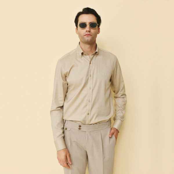 Πουκάμισο μονόχρωμο Guy Laroche μπεζ regular fit GLFS18271_BD_1