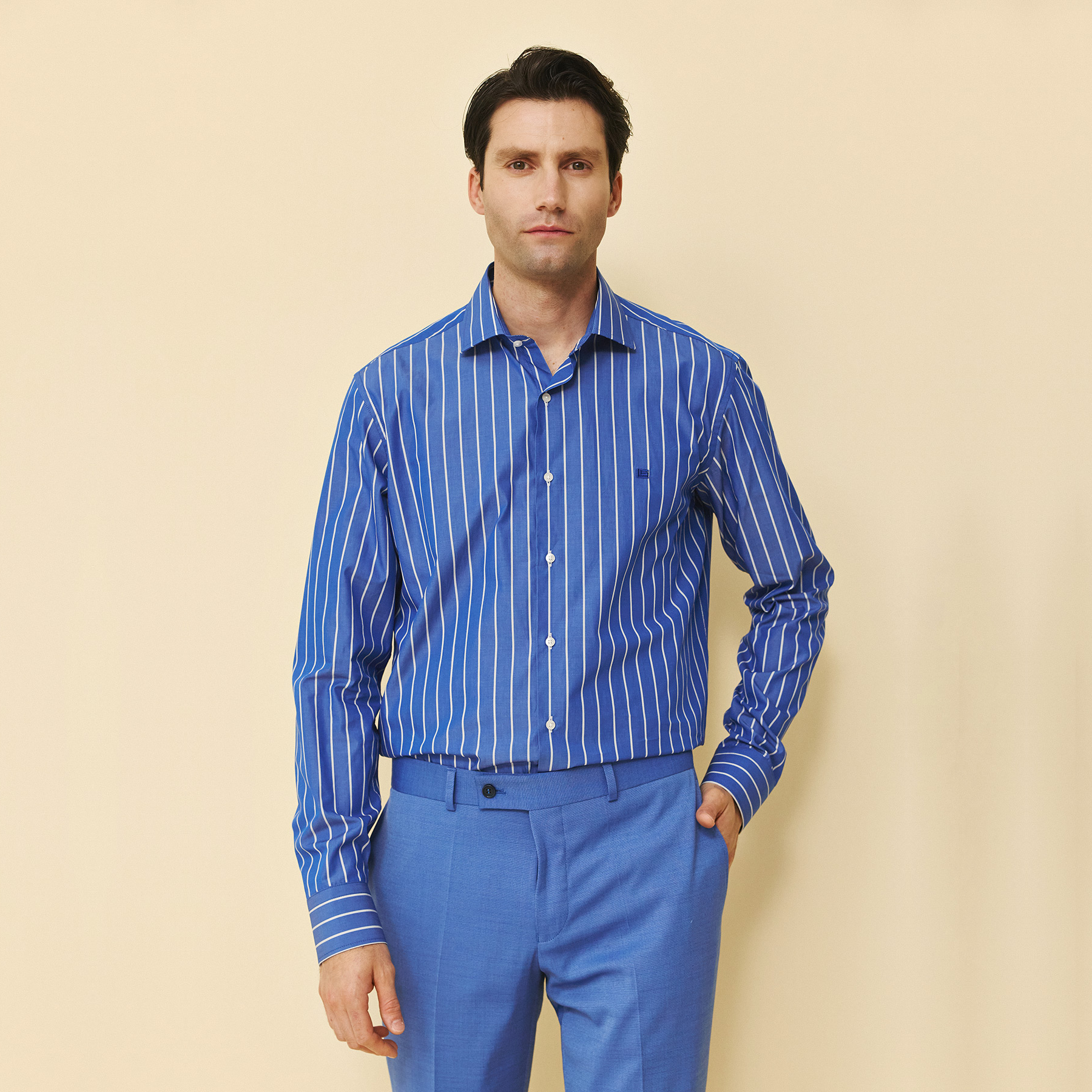Πουκάμισο ριγέ Guy Laroche μπλε regular fit GLFS18311_CL_2