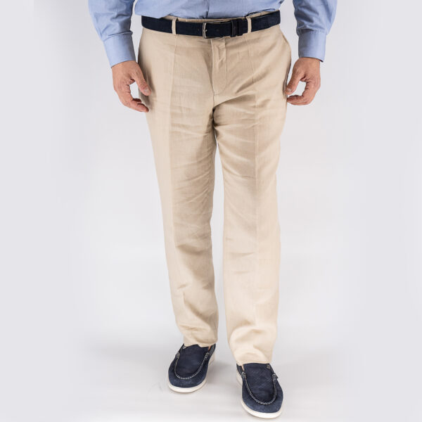 Παντελόνι λινό Guy Laroche μπεζ modern fit GLFS12173_2081_30 - 52, Μπεζ