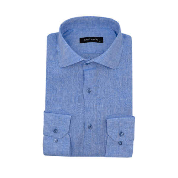 Πουκάμισο λινό Guy Laroche σιέλ regular fit GLFS18205_CL_4
