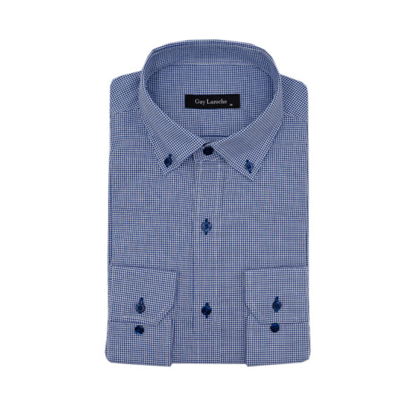 Πουκάμισο πτι καρώ Guy Laroche μπλε regular fit GLFS18256_BD_2 - M, Μπλε