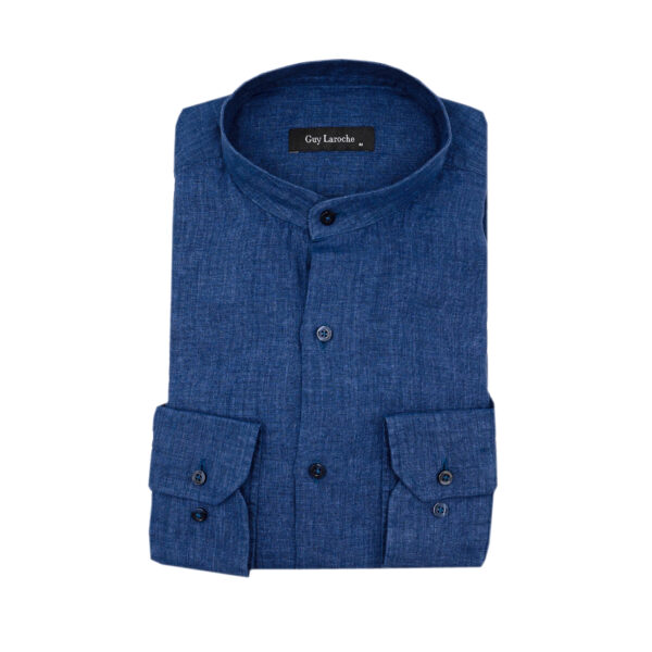 Πουκάμισο Μάο λινό Guy Laroche μπλε regular fit GLFS18355_MAO_6